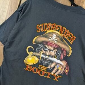 Surrender Booty Pirate Vintage Y2K Funny Humor Beach Summer Graphic T-shirt XL